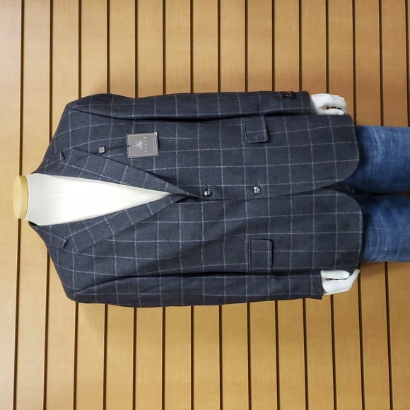 Kroon Mens Blazer Size 42 R Check Plaid Wool Blend Long Sleeve Single Breasted - Picture 1 of 9